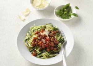 Zoodle Dish with Meat Sauce