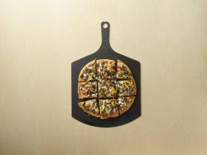 Pizza cut into squares